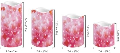 Pink Heart Flameless Candles with Remote Timer Battery Operated Fake Candles Color Changing Electric Pillar LED Candles Bulk Set of 4 Valentine's Day Decoration - Image 2