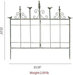 Vintage Metal Garden Fences 25.6" W x 23.2" H Rustic Distressed Green Decorative Fence Cast Iron Garden Edging Landscape Border Yard Stake Tall Picket Fence Outdoor Flower Bed Lawn Panels - Image 6