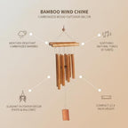 Carbonized Bamboo Wind Chime with 8 Tubes, Natural Wood Outdoor Decor for Garden, Patio, and Balcony - Image 4