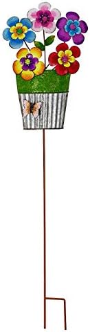 Colorful Flower Garden Stake Decorative Outdoor Yard Decor, Metal Flowers Yard Art Decoration for Patio Porch Lawn Pathway Backyard by Attraction+Design