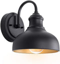 Black Outdoor Gooseneck Lighting for Barn 7 Inch Farmhouse Exterior Light Fixtures with Wall Mount, Small Porch Light with Brass Interior, Outside Gooseneck Wall Sconce for House Garage Patio by GOALPLUS