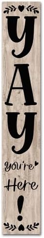 FemiaD 4Pcs Welcome Wooden Porch Sign 8x63inch Yay You're Here Front Door Sign Rustic Standing Large Welcome Porch Signs for Home Front Door Yard Season Party Decor by Unknown