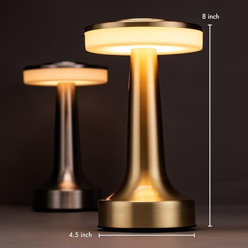 O'Bright Dome Cordless Rechargeable LED Mushroom Table Lamp, Rose Gold - Image 4