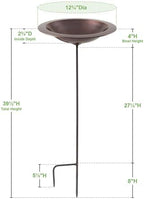 Stake Birdbath Antique Copper Outdoor Garden Decorative Wildlife Water Bowl Yard Lawn Patio - Image 5