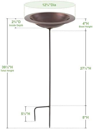 Stake Birdbath Antique Copper Outdoor Garden Decorative Wildlife Water Bowl Yard Lawn Patio - Image 5