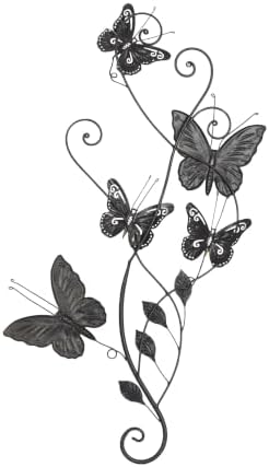 Deco 79 Metal Butterfly Home Wall Decor Indoor Outdoor Wall Sculpture with Scroll Details, Wall Art 15" x 1" x 29", Multi Colored - Image 2