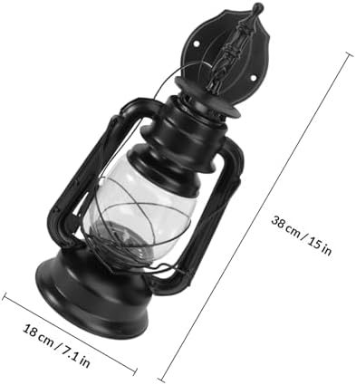 Toddmomy Retro Vintage Wall Lamp Retro Kerosene Style Hanging Lantern Wall Sconce Black Metal Frame Decorative Restaurant Corridor Bedroom Lighting Without Bulb - Image 2