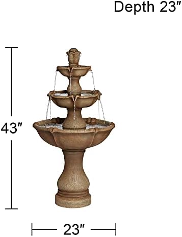 Arosco 43" High Sand 3-Tier LED Lighted Outdoor Fountain - Image 4