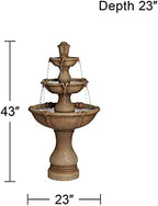 Arosco 43" High Sand 3-Tier LED Lighted Outdoor Fountain - Image 4