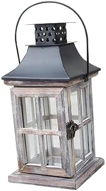 Vintage Wooden Wall Hanging Candle Lanterns Iron Holder Xmas by PRETYZOOM
