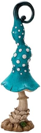 Pacific Giftware Whimsical Garden Toadstool Mushroom Statue with Twisted Turquoise Cap and White Spots Resin Outdoor Fantasy Decor for Fairy Garden Landscaping 17.2" Tall - Image 2