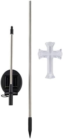 Alpine Corporation 34" Tall Outdoor Solar Powered Cross Pathway Light Stakes (Set of 2) - Image 2