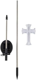 Alpine Corporation 34" Tall Outdoor Solar Powered Cross Pathway Light Stakes (Set of 2) - Image 2
