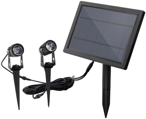 LED Solar Powered Spotlight, 1-to-2 Head Outdoor Garden Lawn Light, Warm Yellow Lighting, Auto On Off, IP65 Waterproof, Landscape Decorative Spotlight for Patio, Yard, Pathway by Unknown