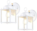 Outdoor Wall Light Fixture, Metal Glass, White, 2 Pack by KumtinSmart