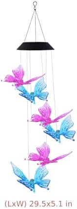 Solar Butterfly Wind Chimes, Pink & Blue Color Changing LED Mobile, Waterproof Solar Powered Wind Chimes Lights, Butterfly Decor for Outdoor Patio, Yard, Garden, Unique - Image 2