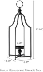Glitzhome Modern Farmhouse Lantern Decor- Metal Candle Lanterns for Christmas- Decorative Lanterns for Home, Patio, Pathway, Garden, Yard Decor,Black Large Set of 2, GH20349 - Image 5