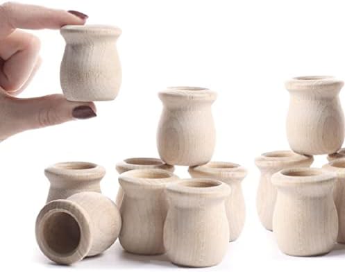 Factory Direct Craft Pack of 24 Unfinished Wood Candle Cups - Made in the USA Blank Wooden Bean Pot Candle Holders DIY Wood Turnings (Size 1-9/16" H x 1-3/8") - Image 2