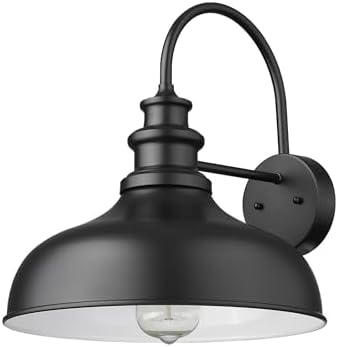 Bestshared Outdoor Farmhouse Barn Lights, Medium Outdoor Wall Barn Lighting,11.5” Dome Industrial Wall Sconces, Exterior Wall Lighting Fixture, Porch Wall Lantern (1Pack, Black+White) by bestshared
