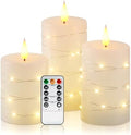 Amagic Real Wax Flameless Candles with Embedded String Lights 3 Pcs. White by AMAGIC