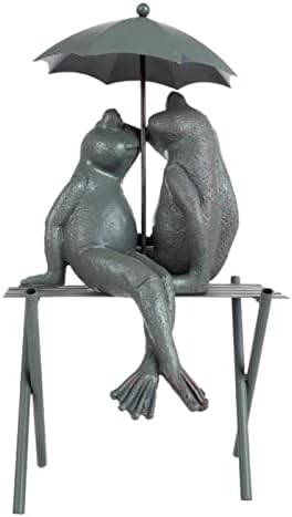Pure Garden Resin Whimsical Frog Couple Statue, Bronze, 8" x 6.25" x 14.5" - Image 6