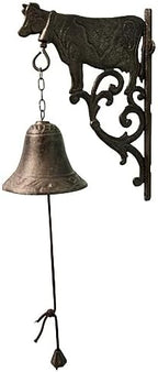 BestgiftEver Rustic Cast Iron Wall Bell, Embossed Cow Accent by BestGiftEver