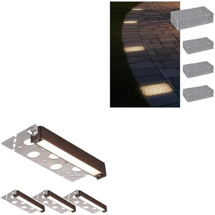 LEONLITE 4-Pack 7 Inch LED Hardscape Lighting, 12-24V AC/DC, 3W/4W/5W Dimmable, 2700K Soft White Bundle 4-Pack 5CCT LED Paver Light 4 x 8 Inch for Pavers, 12-24V Low Voltage, Waterproof IP67 by LEONLITE