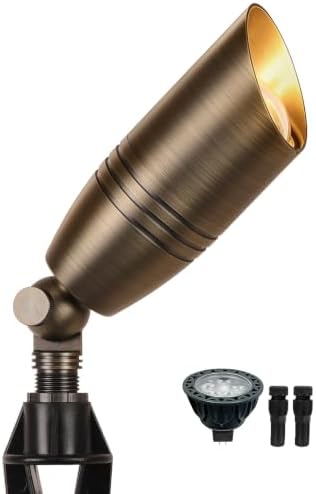 Solid Brass Outdoor Landscape Spotlight with 5W 2700K MR16 Bulb,1 Pack by PARTPHONER
