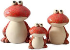 Frog Garden Decor Set of 3,Funny Cute Ceramic Frog Garden Statues Yard Decoration Outdoor Holiday Decorations,Ideal Ornament for Outside Pond Pool Patio Front Porch Backyard (Red) by KSZNZB