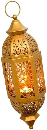 ordinarYone Moroccans Iron Candle Holders Hanging Candle Lamp With Intricate Cutout Design For Romantics Home Decors and Outdoor Use by Unknown