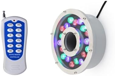 12V LED Ring Underwater Fountain Light, RGB Color Changing Remote Control Waterproof Light, IP68 Submersible Landscape Spotlight, LED Beam Spotlight, Pond Lighting(6W(12V)) by Unknown