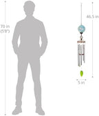Wind Chimes, Solar LED Outdoor Garden Lighting, Light Biue Glass and Metal Wind Chime Lawn and Yard Decoration with Bronze Metal Finial, 5 x 46.5 Inch (Light Blue) - Image 3