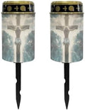 Poceacles Cross Solar Lights Set of 2 Outdoor Waterproof Cemetery Solar Outdoor Candle Grave Solar Decoration Solar Votive Candles Blessed Candles for Loss of Loves One, God Cross Light by Poceacles