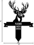 Personalized Hunter Grave Marker Deer Antlers Memorial Garden Stake 8-24 inch Hunter Dad Loss Gift, Hunter Memorial Gift Loss of Loved One (Deer Antlers) - Image 5