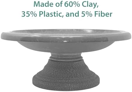 Fiber Clay Birdbath, Low-Profile Base, Dove Gray, 19" D x 7.5" H, 6.5lbs. - Image 5