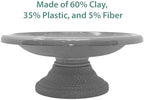 Fiber Clay Birdbath, Low-Profile Base, Dove Gray, 19" D x 7.5" H, 6.5lbs. - Image 5