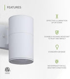 ASD 1 Light Cylinder Outdoor Sconce Lights, White 60W E26 ETL 6 Pack - Image 3