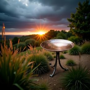 Burnt Copper Birdbath with Tripod Stand – Hammered Copper Finish Bowl & Wrought Iron Base for Garden, Deck & Tabletop - Image 6