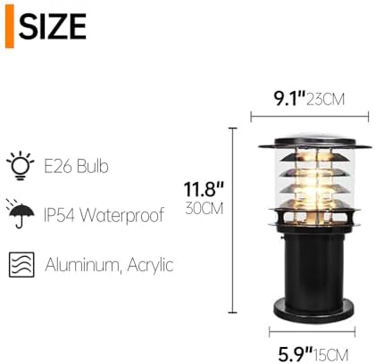 Black Aluminum Bollard Path Lights - IP54 Waterproof, Ideal for Walkway, Patio, Yard & Garden - Image 2