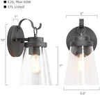 LALUZ Outdoor Wall Light, Waterproof Exterior Wall Sconce with Clear Glass Shade, Anti-Rust Outdoor Wall Lantern for Porch, Patio, Garage - Image 3