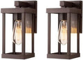 mirrea 11" Classic Outdoor Wall Sconce 1 Light in Oil Rubbed Bronze Rectangular Metal Frame and Clear Glass Shade Waterproof Porch Light Patio Light Pack of 2 by mirrea