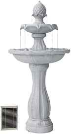 XBrand 44" H White Fiberglass/Resin 2-Tier Solar Water Fountain w/Solar Panel and Auto-Shut Off Pump by XBrandHomeGarden