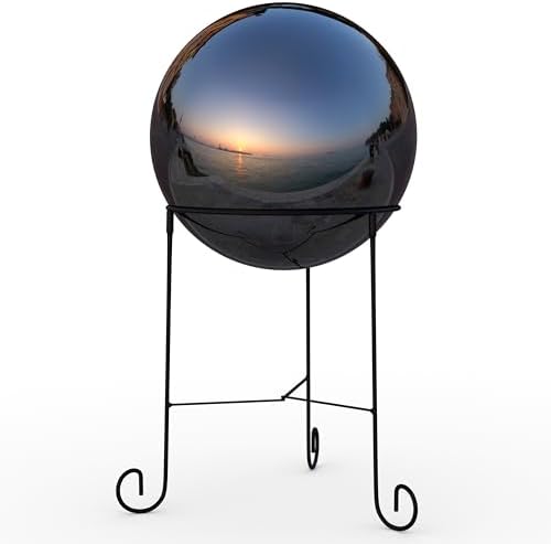 Lulu Decor, Titanium Stainless Steel Gazing Mirror Ball Size 12 with Stand by LuluDecor