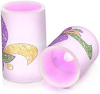 YETTASBIN Mardi Gras Flameless Candles with Remote Control and Timer, Adjustable Brightness Long Lasting Battery Operated LED Pillar Candles for Indoor Outdoor Party Home Decor, 2 Pack - Image 2