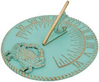 Renovators Supply Manufacturing Sundial Verdigris Finish Brass 10" Dia Vintage Sun Dial Garden Or Lawn Clock Beach Theme Fish Dial and Crab Plaque Patio Outdoor Compass Sundials for Yards by RenovatorsSupplyManufacturing