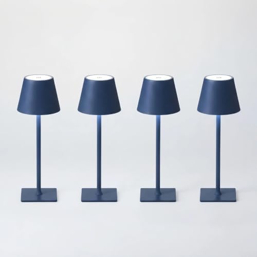 Blue Rechargeable Table Lamps Cordless Set of 4 for Mahjong Tables Party by Unknown