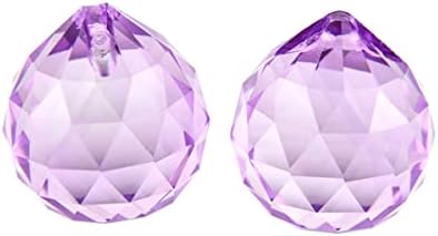 Queenbox 10pcs 30mm Crystal Suncatcher Prism Ball Rainbow Hanging Pendants Maker with Hole for Chandelier Feng Shui Window, Light Purple - Image 2
