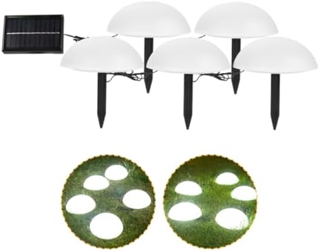 Solar Powered Hemisphere Lawn Lamp with 5-Head Ground Inserted Lights White LED Garden Landscape Lighting for Yard Pathway Outdoor Decor - Image 4