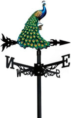 Weather Vane Metal Iron Art Rooster Weathervanes Rooftop Villa Wind Direction Indicator Vintage Fits Peacock Weather Vanes for Sheds Yard Pavilion (red-Crowned Crane C) Peacock Green a by Unknown