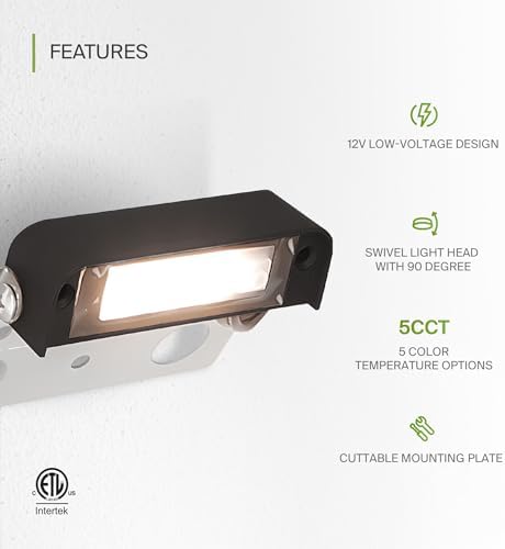 ASD LED 4 Inch Retaining Wall Light Fixture, Hardscape Paver Lighting | 5CCT, Low Voltage, Swivel, Waterproof, ETL Listed | 2W 130LM 2200K-5000K 12V | Landscape Step Illumination | Bronze, 8 Pack - Image 3